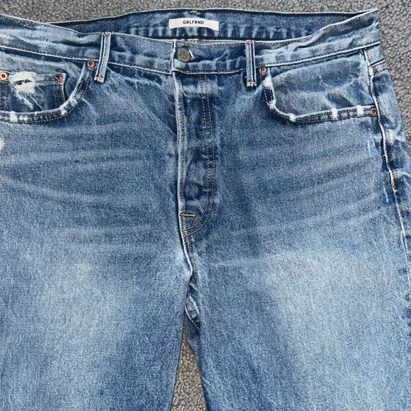 GRLFRND HELENA BLUE JEANS in TOXIC WASH - MADE IN USA 100% COTTON  EUC  SIZE 31 - Picture 4 of 15
